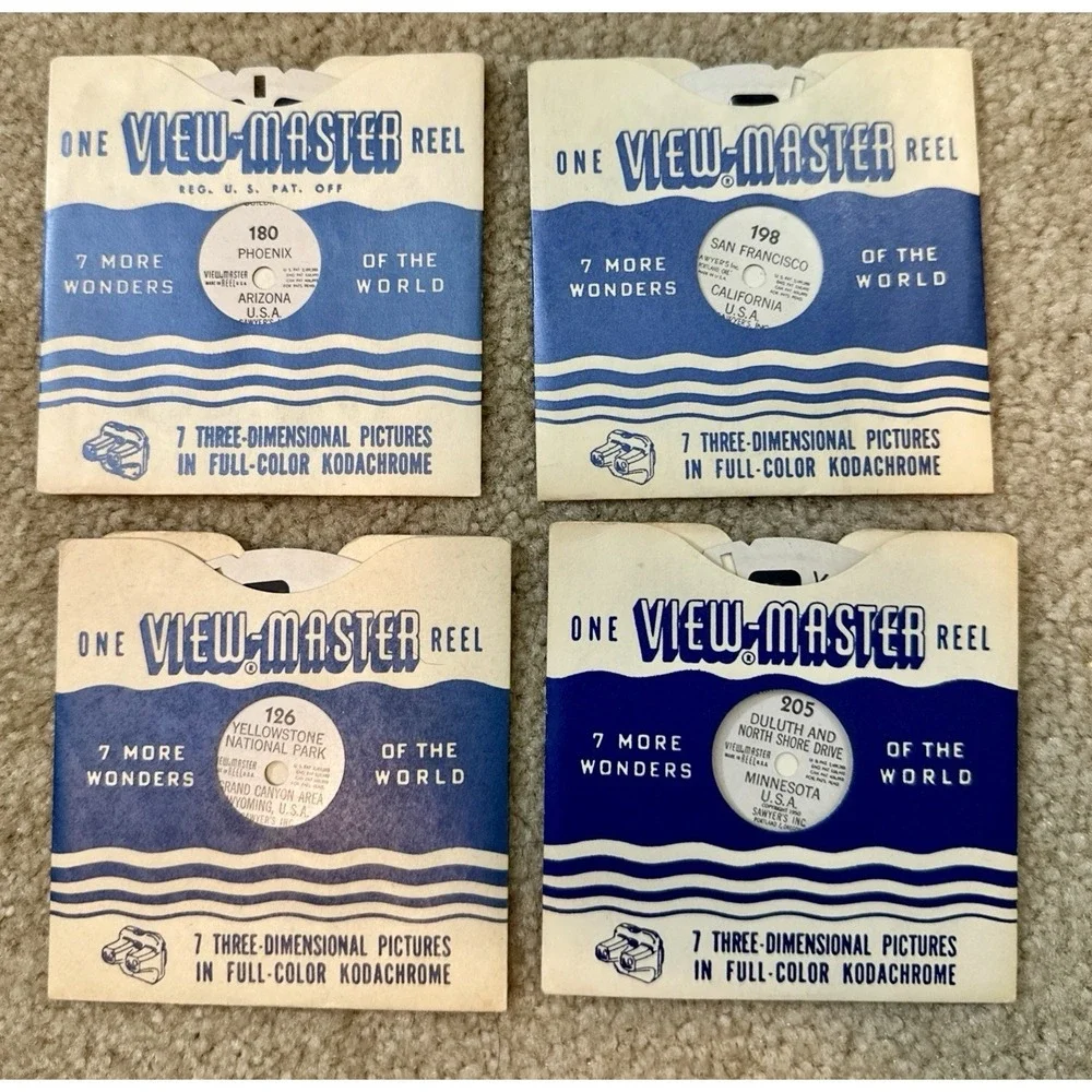 Huge Lot View-Master Lot w Viewer + 30+ Reels National Parks Travel Popeye Vtg
